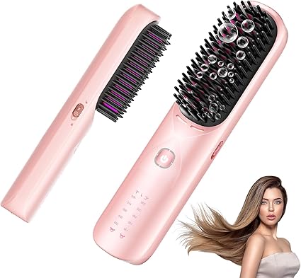 Brosse Lissante Sans Fil 3-en-1 – Lissage Ionique, Autonomie 120min, Powerbank Intégrée
